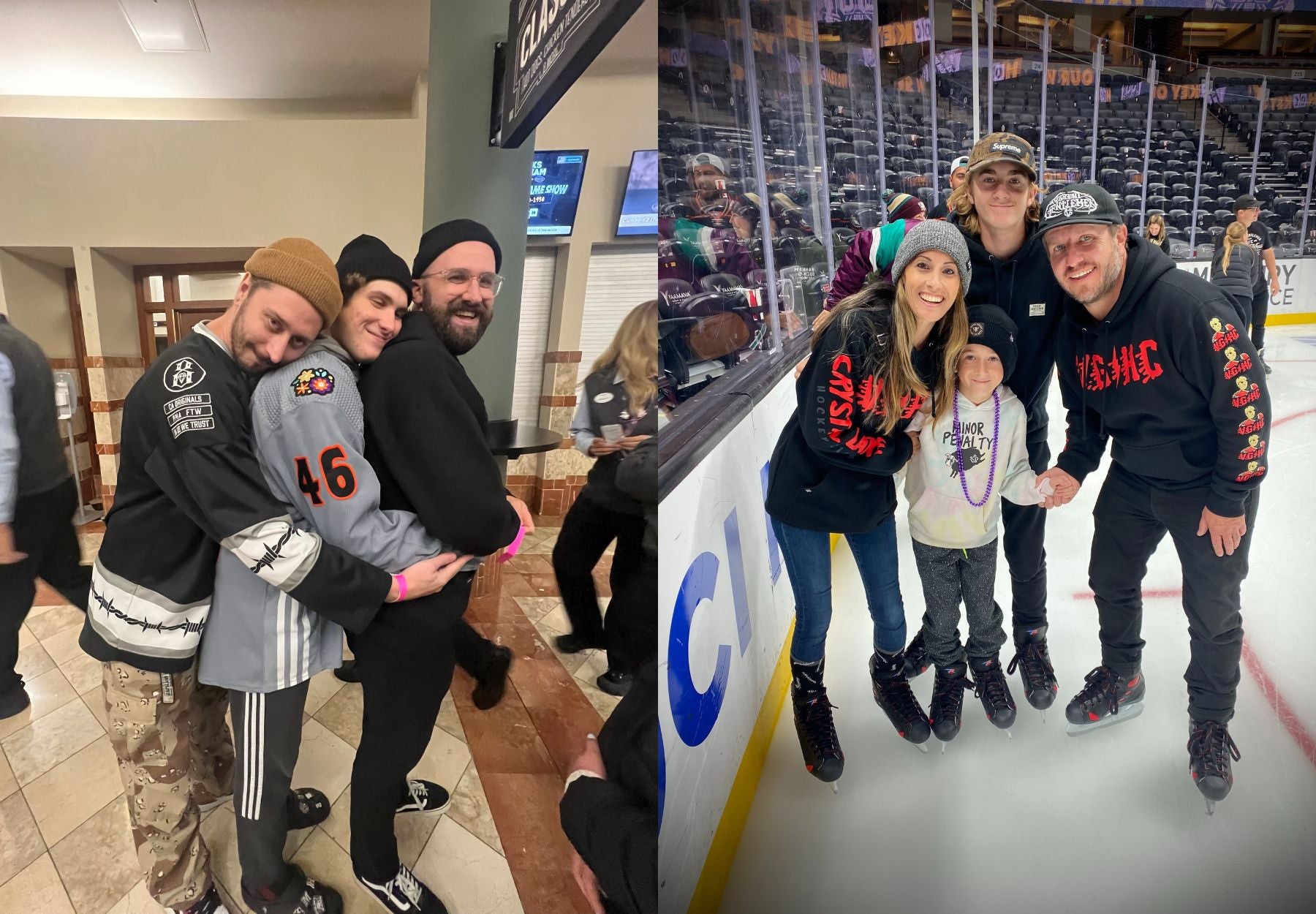 Orquest aedelweiss Hockey Clothing Company visits Honda Center, the home of the Anaheim Ducks for a hockey game against the Vegas Golden Knights. Here are some of our favorite memories skating on the ice after the game.
